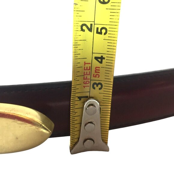 Lands End Mens 38 Dress Belt Burgundy Leather Brass Buckle USA - Picture 9 of 9